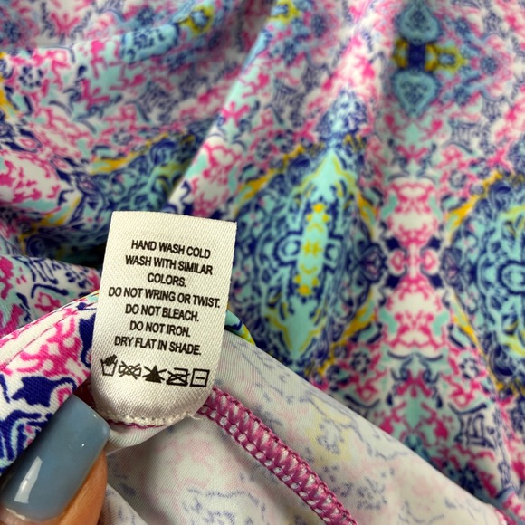 Cabana Life Keyhole Halter Shift Coverup Dress UPF Geometric Cooling Pink A-line - Picture 3 of 9